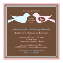 Bird Family Couples Baby Shower Invitations