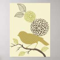 Bird & Flower Poster