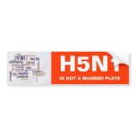 Bird Flu Awareness H5N1 Is Not A Number Plate Bumper Stickers