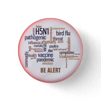 Bird Flu Awareness On Feather Badge Name Tag button