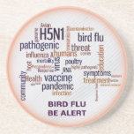 Bird Flu Feather Word Cloud Drinks Coaster