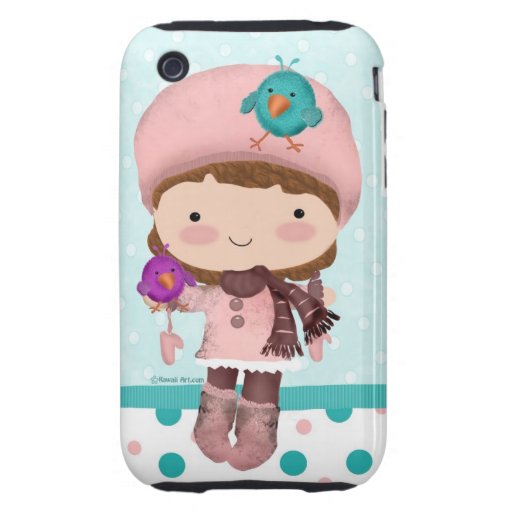 Bird Girl Cute iPhone 3GS Case iPhone 3 Tough Case