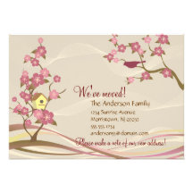Bird House Moving Announcement Flat Card Gray