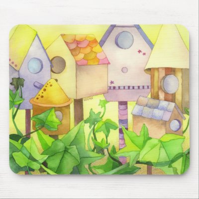 Bird Houses Mousepad by daphne1024