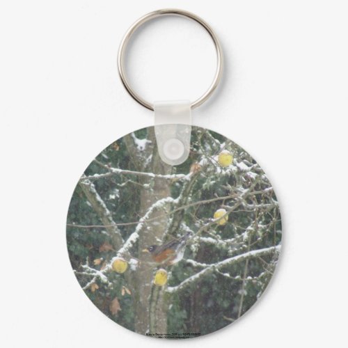 bird in a winter tree keychain