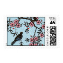 Bird In Cherry Blossom Tree Stamp
