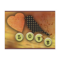 Bird in love post card