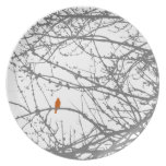 Bird in Maple - orange and grey Party Plates