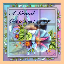 Bird in Window Birthday Invitations Announcements invitations