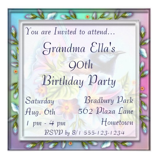 Bird in Window Birthday Invitations Announcements