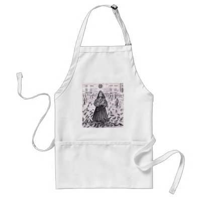 Bird Lady Fun with the Pigeons Apron by SerenethosArt