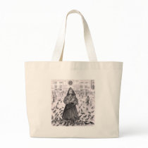 Bird Lady Fun with the Pigeons Canvas Bags