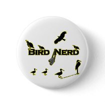 Bird Nerd Silhouette Pinback Buttons