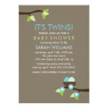 Bird Nest and Blossoms Twin Boys Baby Shower Custom Invite