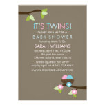 Bird Nest and Blossoms Twins Baby Shower Personalized Invites