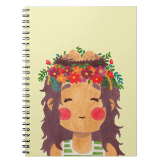 Bird Nest Girl in the Spring Season Illustration Notebook Bird Nest Girl in the Spring Season Illustration Printed on Merchandise Illustration by Haidi Shabrina