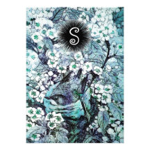 BIRD NEST MONOGRAM ,white blue Custom Invite