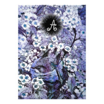 BIRD NEST MONOGRAM ,white blue Custom Invite