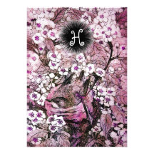 BIRD NEST MONOGRAM ,white pink red Announcement