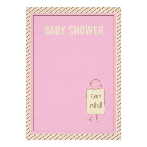 Bird Nest Pink Baby Shower Invitation
