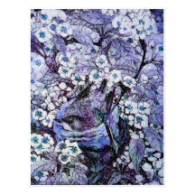BIRD NEST ,white blue Post Cards