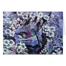 BIRD NEST,white,blue teal Cards