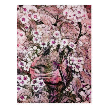 BIRD NEST ,white red pink Postcards