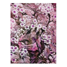 BIRD NEST ,white red pink violet Post Card