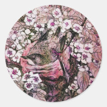 BIRD NEST ,white violet pink Sticker