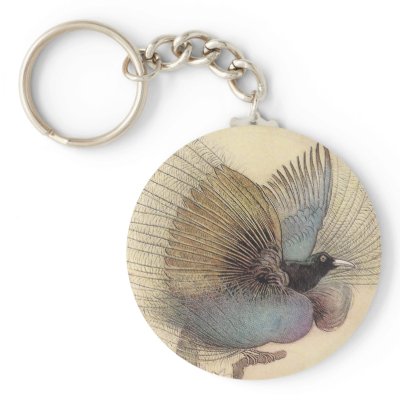 Bird of Paradise Art Illustration Keychain by CollageMontage