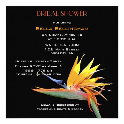 Bird of Paradise Bridal Shower Invitation