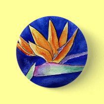 Bird of Paradise Flower Art Button or Pin