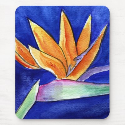 Bird of Paradise Flower Artwork Painting Mousepad by donnabellas