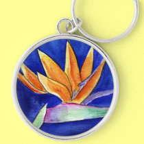 Bird of Paradise Flower Painting Art Keychain keychains