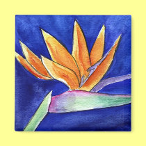 Bird of Paradise Flower Painting Art Magnet