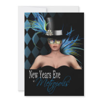 Bird of Paradise Harlequin Masquerade Party Custom Invite