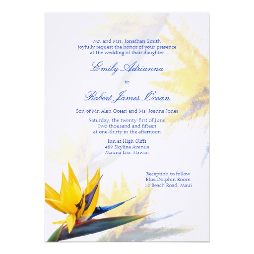Bird of Paradise Hawaiian Wedding Invitation