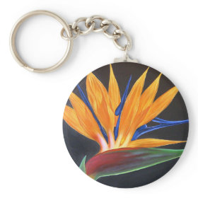 Bird Of Paradise Tropical Flower Painting - Multi Key Chains