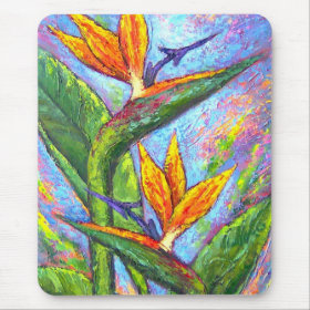 Bird Of Paradise Tropical Flower Painting - Multi Mouse Pad