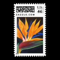 Bird Of Paradise Tropical Flower Painting - Multi postage