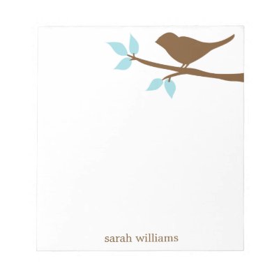 Bird on a Branch Personalized Notepads by heartlocked
