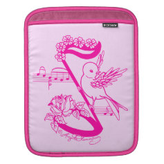 Bird On A Musical Note With Flowers iPad Sleeves