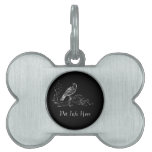 Bird on a Scroll (Black/White) Pet Name Tag