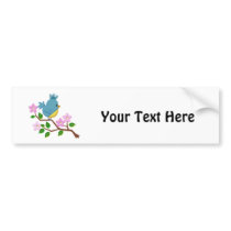 Bird on a Tree Limb with Spring Flowers Bumper Sticker