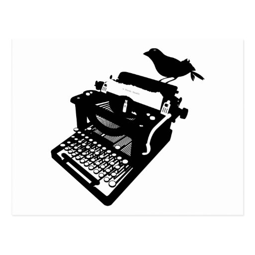 Bird on a Typewriter Postcard