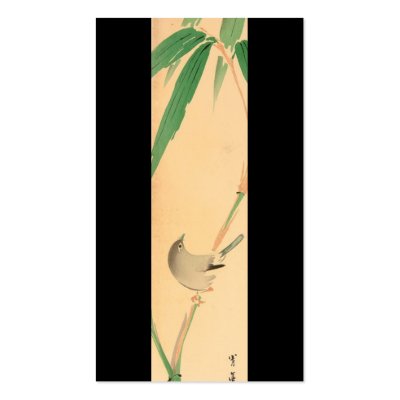 Bird on Bamboo tree by Seitei Watanabe 1851- 1918 Business Cards by DDMcollections