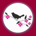 Bird on Cherry Blossom Branch stickers