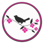 Bird on Cherry Blossom Branch Stickers