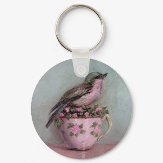 Bird on Teacup Key Chain keychain