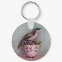 Bird on Teacup Key Chain keychains by LittleMissAli Bird on Teacup Key Chain keychains